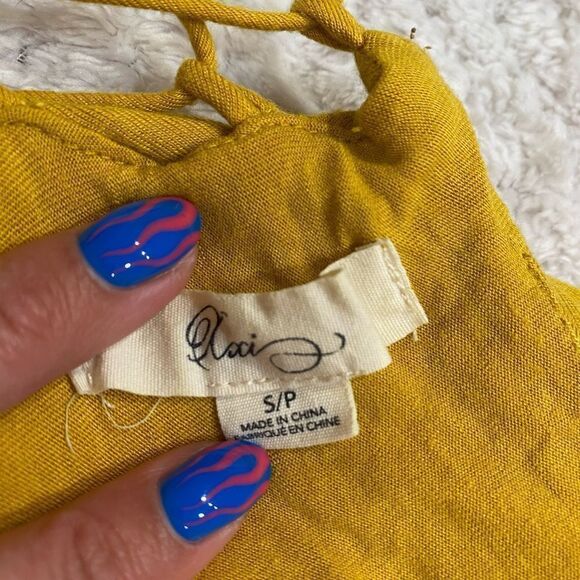 XXI  Yellow Gold boho festival   Empire waist tie back  Ruffle top Maxi Dress S - Picture 3 of 6